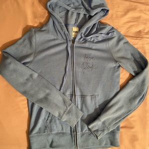 Vs Pink baby blue zip hoodie size S